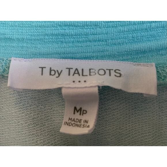 T by Talbots Striped Top Size MP Blue Pink Boat Neck Coastal Colorful Stretchy - Picture 2 of 6